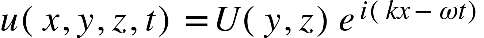u(x, y, z, t) = U(y, z) e^(i(kx − ωt))